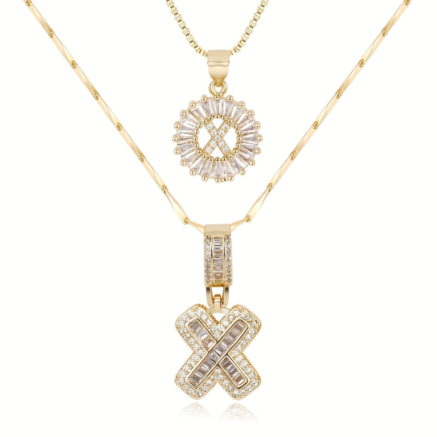 2 Pieces 14k Diamond Letter Initial Pendants