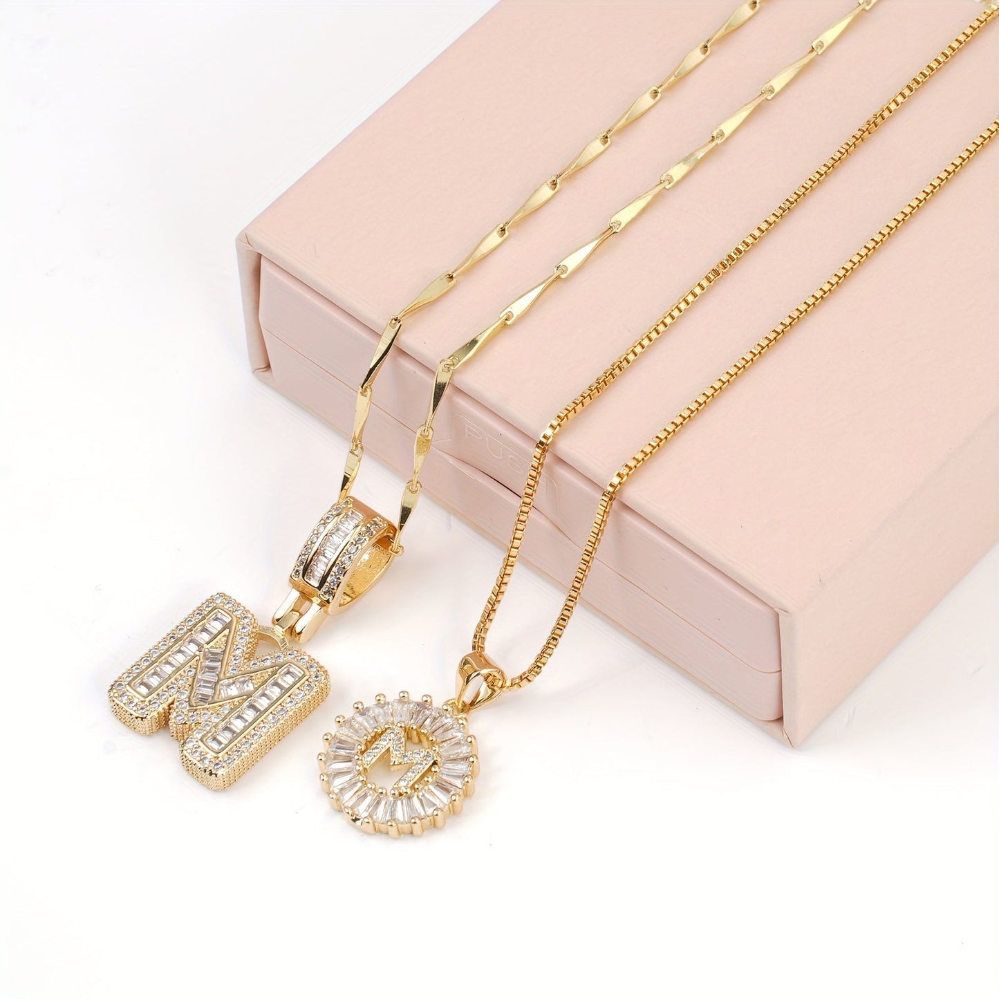 2 Pieces 14k Diamond Letter Initial Pendants