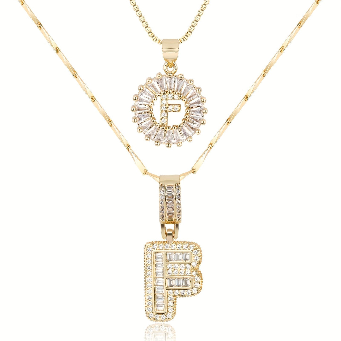 2 Pieces 14k Diamond Letter Initial Pendants