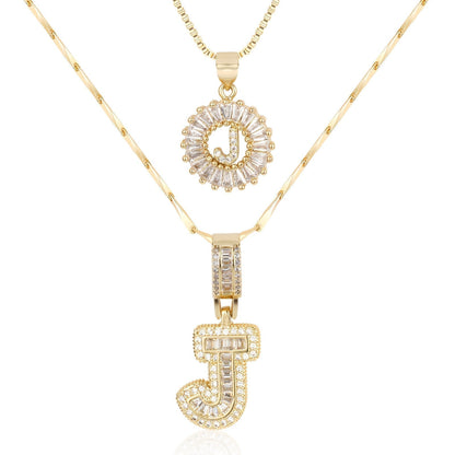 2 Pieces 14k Diamond Letter Initial Pendants