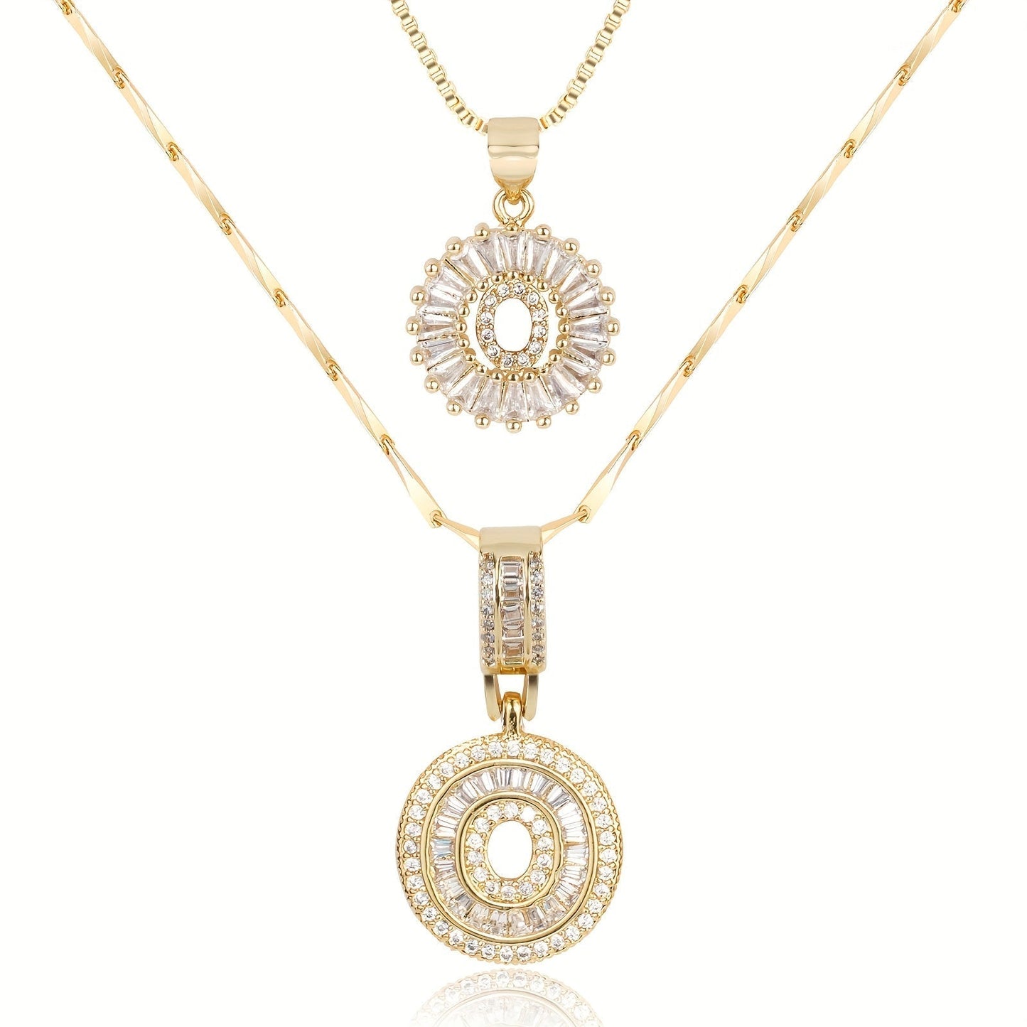 2 Pieces 14k Diamond Letter Initial Pendants