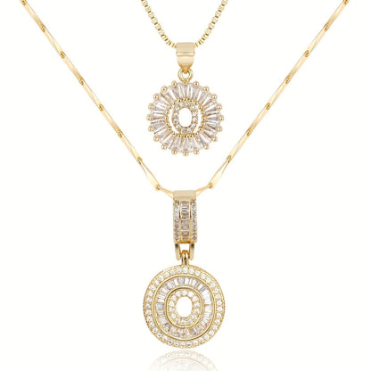 2 Pieces 14k Diamond Letter Initial Pendants