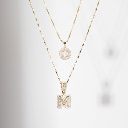 2 Pieces 14k Diamond Letter Initial Pendants