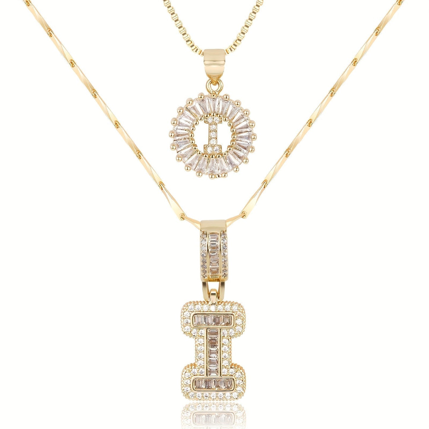 2 Pieces 14k Diamond Letter Initial Pendants