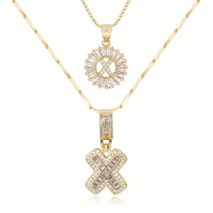 2 Pieces 14k Diamond Letter Initial Pendants