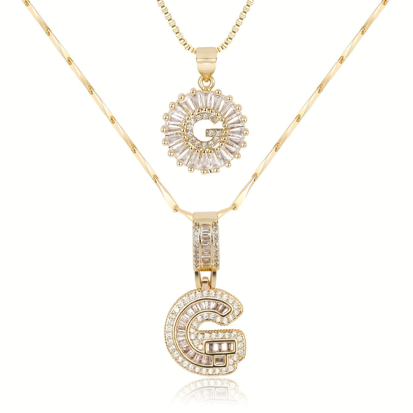 2 Pieces 14k Diamond Letter Initial Pendants