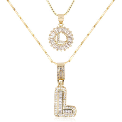 2 Pieces 14k Diamond Letter Initial Pendants