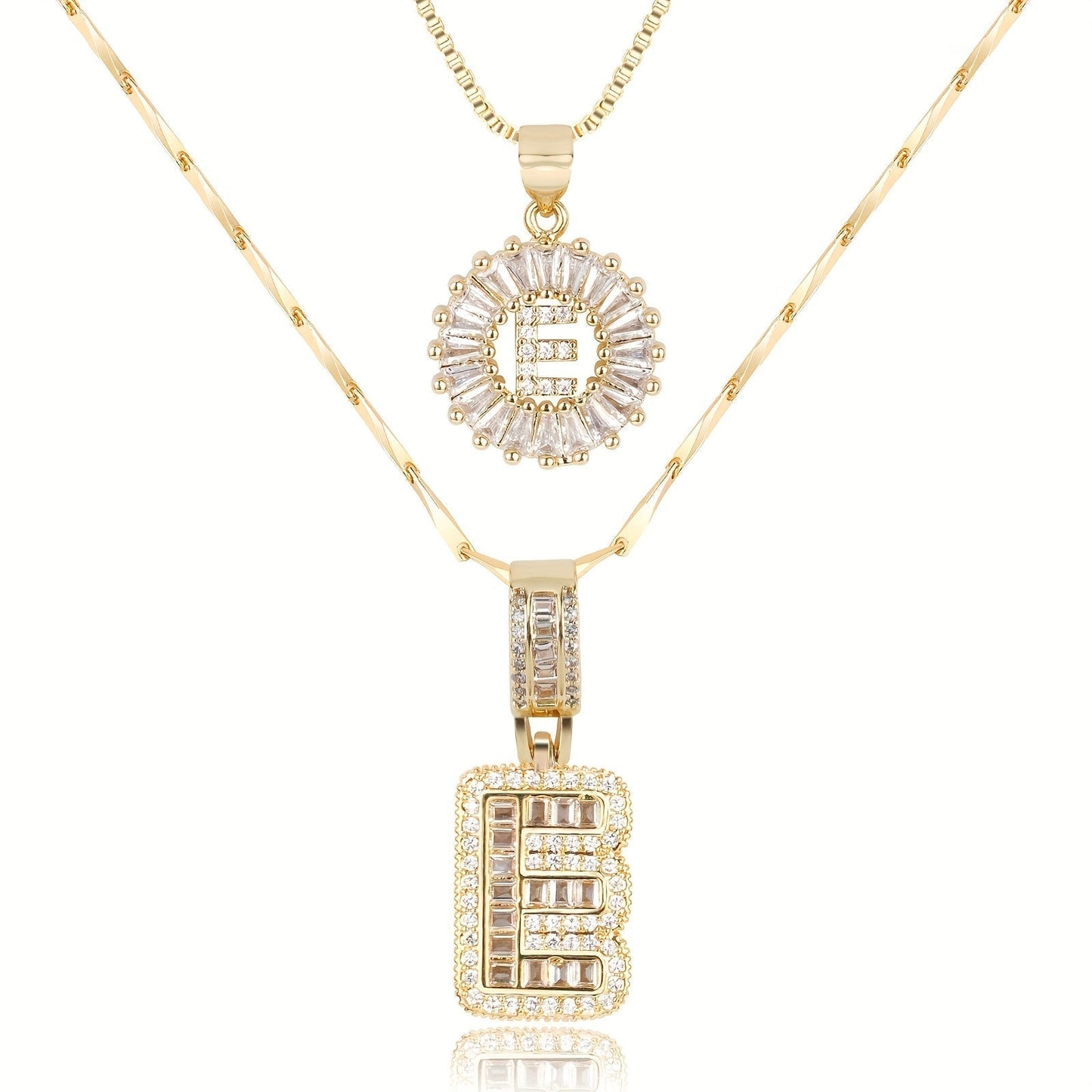2 Pieces 14k Diamond Letter Initial Pendants