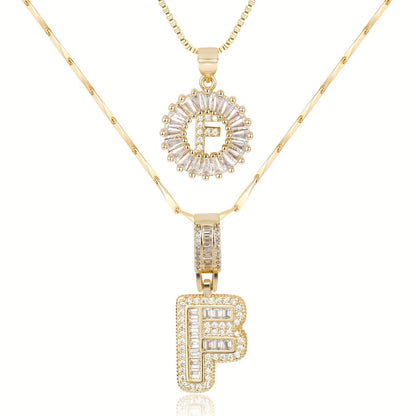 2 Pieces 14k Diamond Letter Initial Pendants