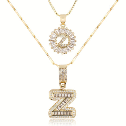 2 Pieces 14k Diamond Letter Initial Pendants