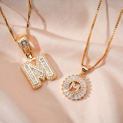 2 Pieces 14k Diamond Letter Initial Pendants