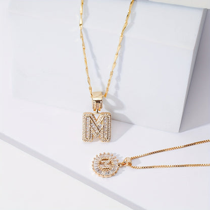 2 Pieces 14k Diamond Letter Initial Pendants